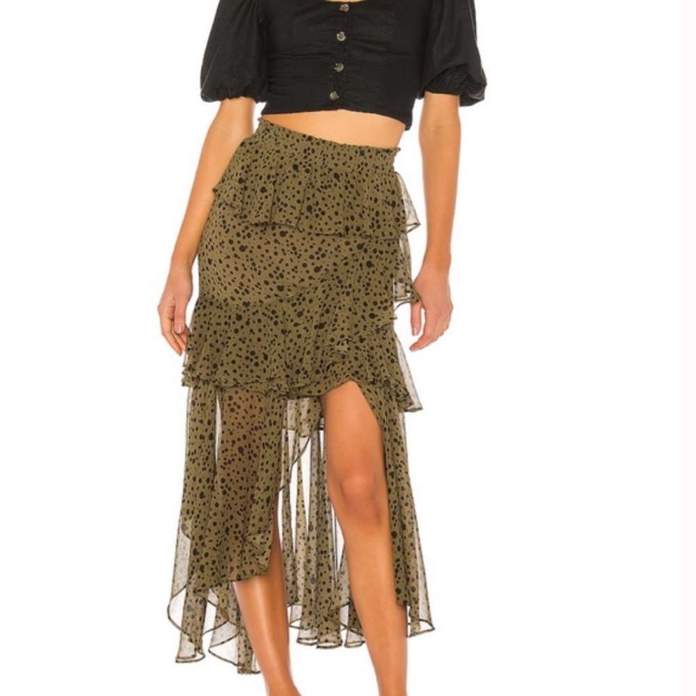 Misa Kiana Ruffle Skirt Green
